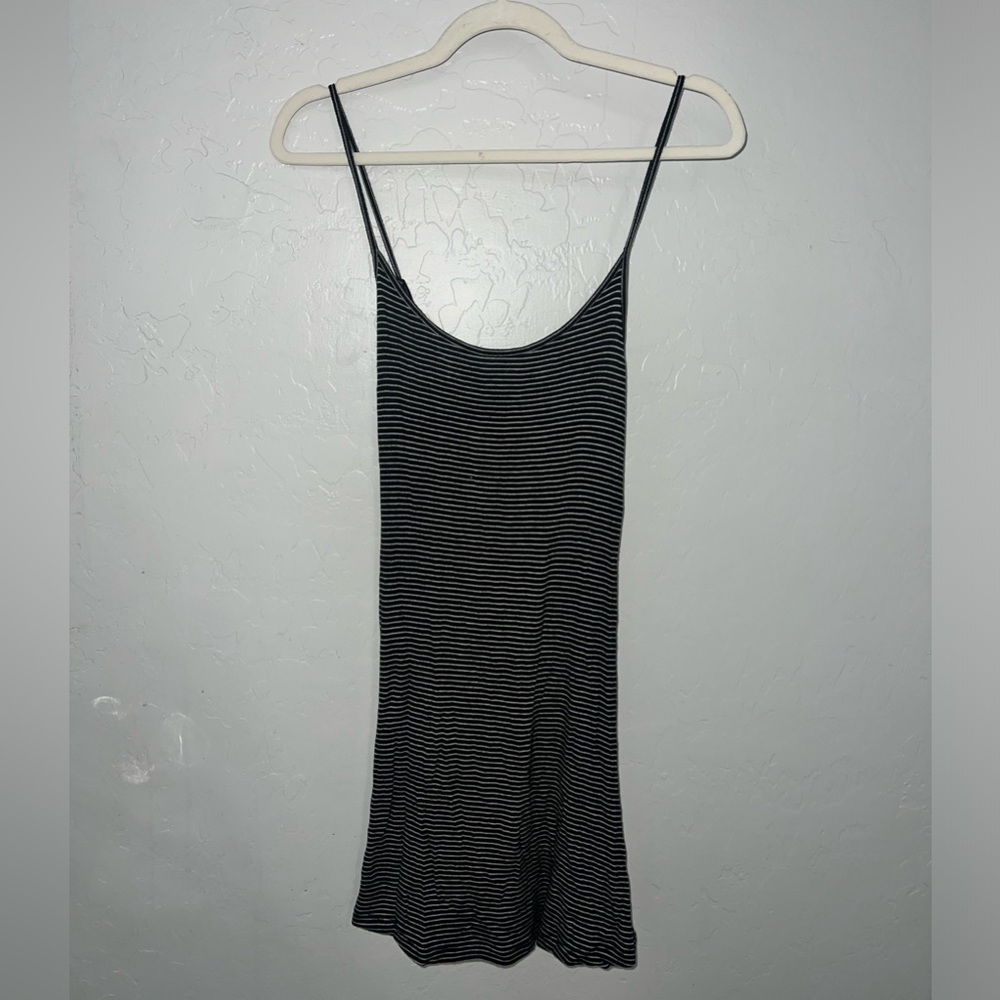 Brandy Melville stretchy soft striped mini dress black white